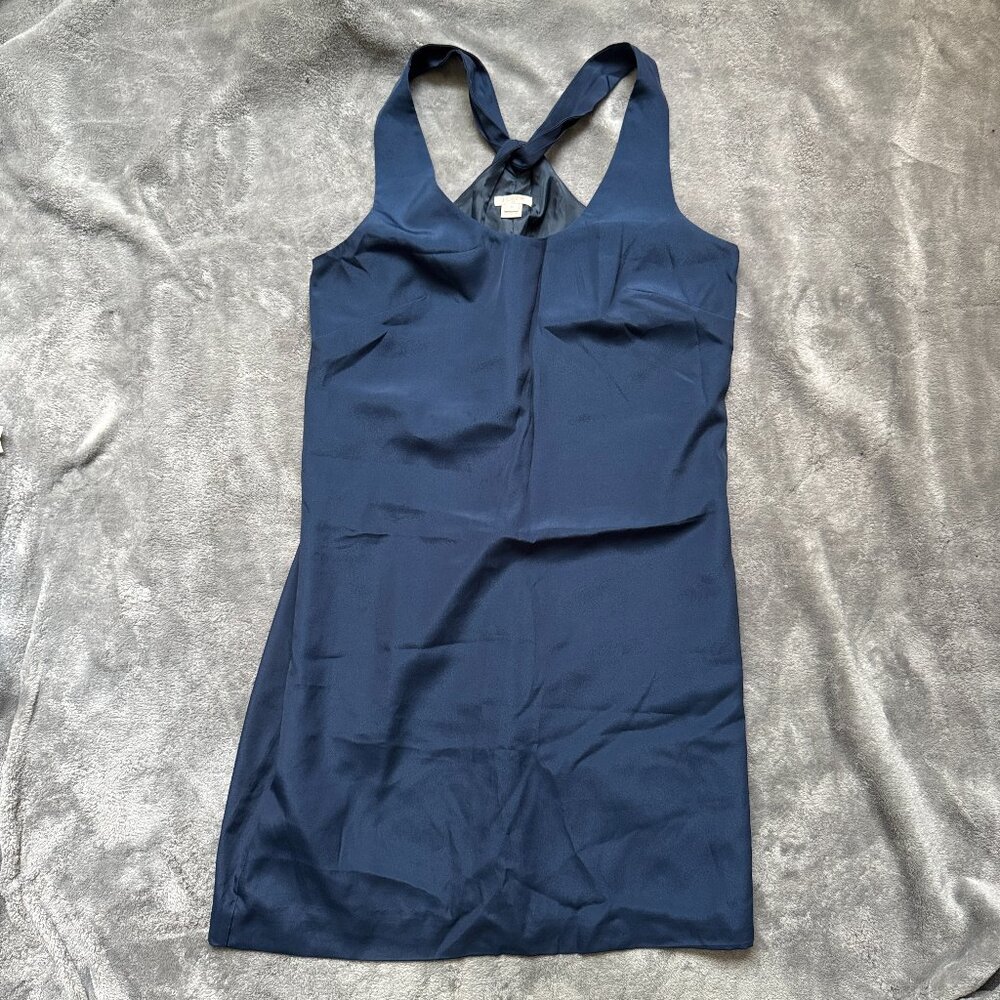 J. Crew Navy Crossback Sleeveless Cocktail Shift Dress Double Lined Size 2